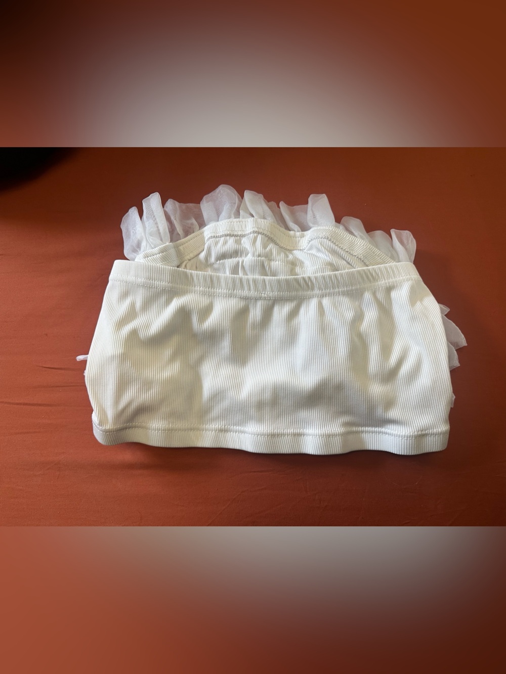 White Ruffled Crop Top - Picture 3 of 6